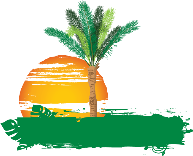 Palm Tree Logos Clipart (677x589), Png Download