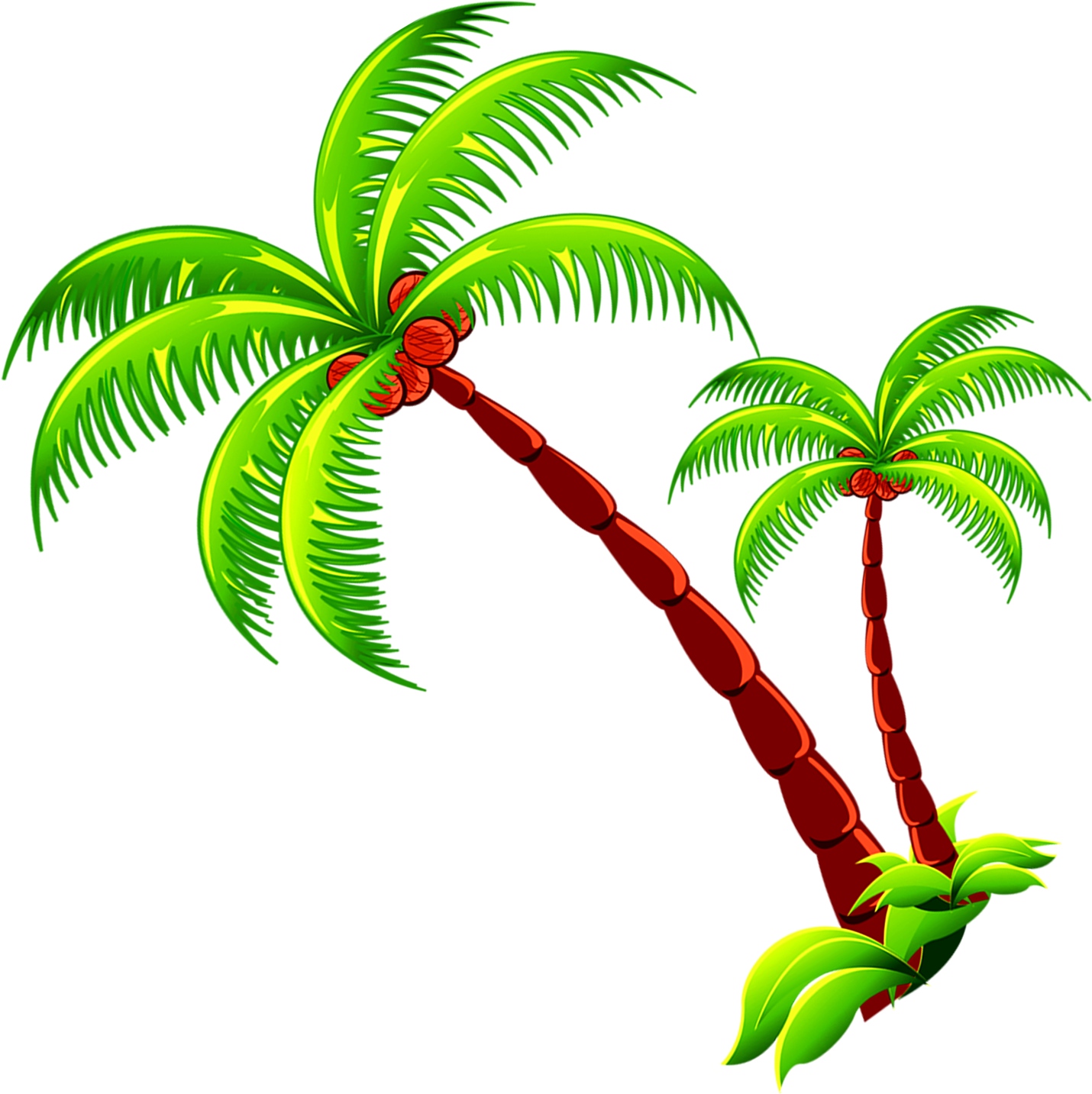 Download Coconut Tree Branch Free Photo Png Clipart - Coconut Tree Cartoon Png Transparent Png (1430x1433), Png Download