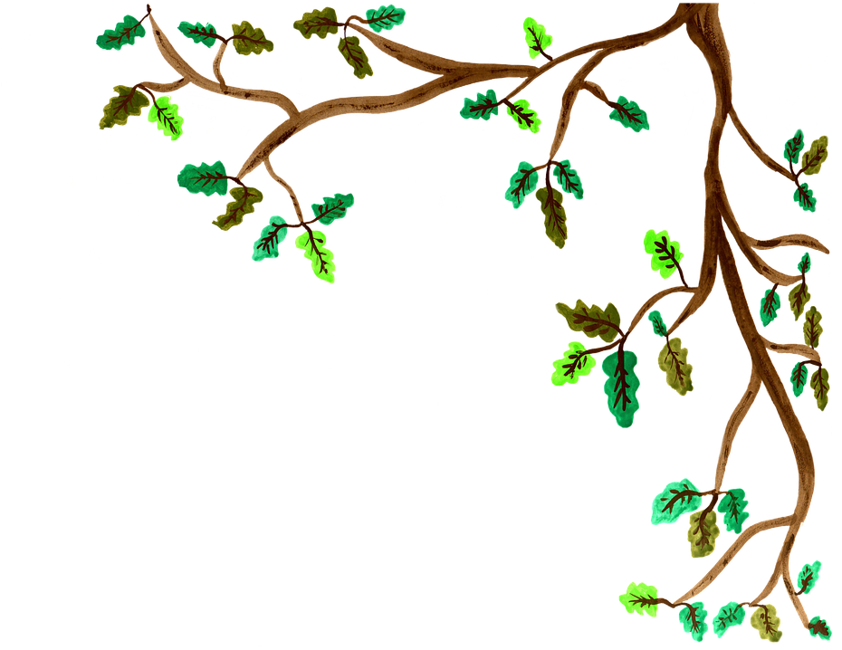 Tree Branches Leaves Painting Clipart (958x720), Png Download