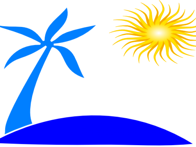 Sun Clipart Clipart Beach - Palm Tree And Beach Logo - Png Download (640x480), Png Download