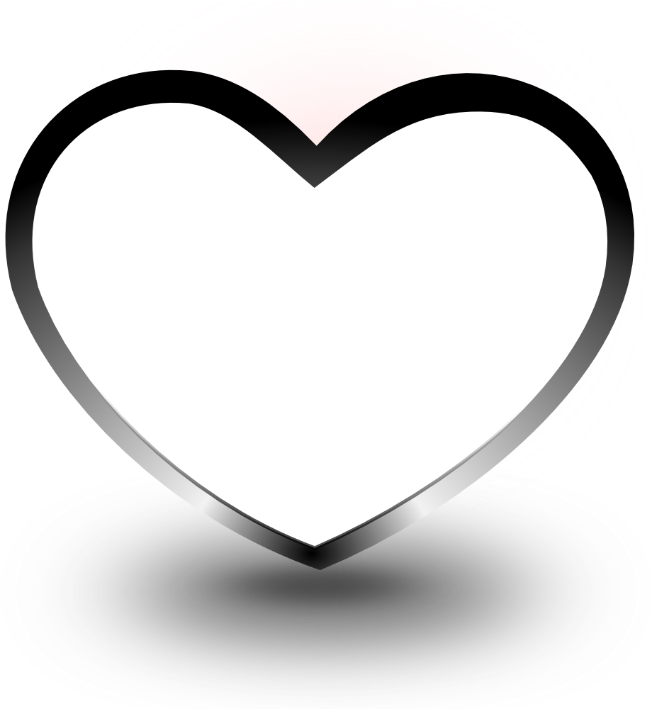 Heart Black White Line Art Valentine Coloring Book - Black Heart Png Transparent Clipart (999x999), Png Download