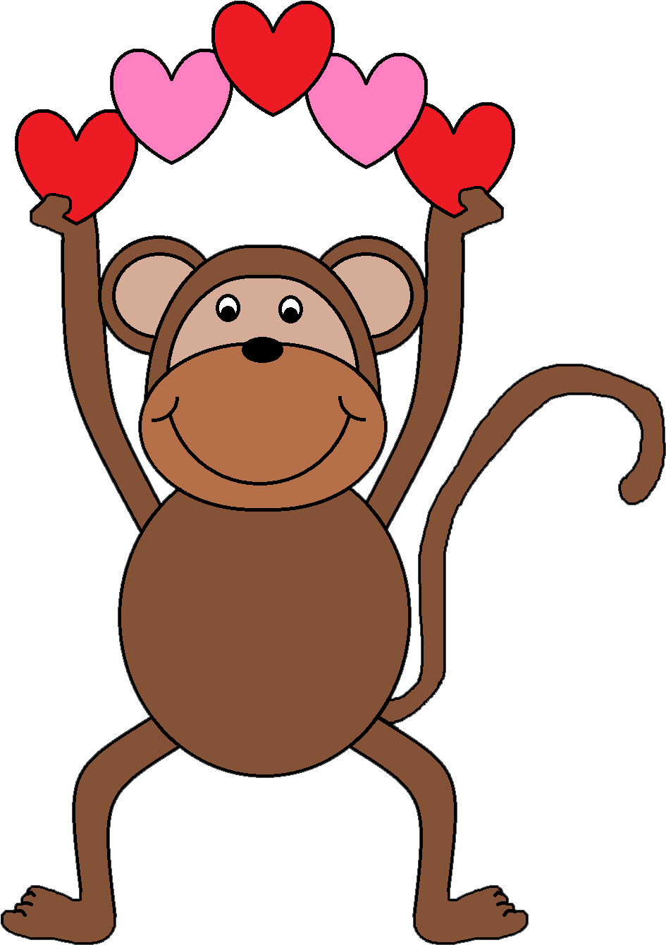 Valentine's Day Clipart Monkey - Monkey Clip Art - Png Download (952x1361), Png Download