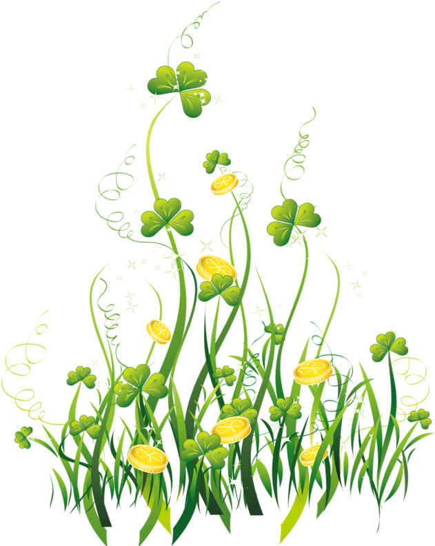 Gold Coins, St Patrick, Clip Art, Grass, Desktop, Art - Shamrocks With Coins Pngs Transparent Png (644x800), Png Download