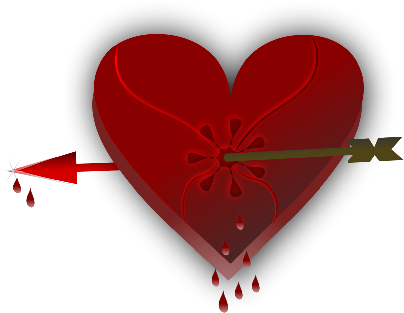 Free Broken Heart 3 - Broken Heart With Blood Clipart (800x657), Png Download