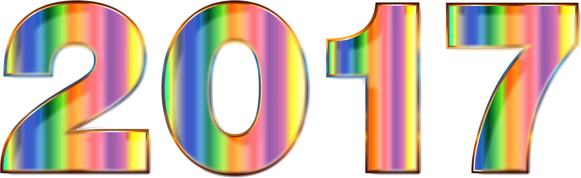 Typography New Year Logo Art Color - 2017 New Year No Background Clipart (2442x750), Png Download
