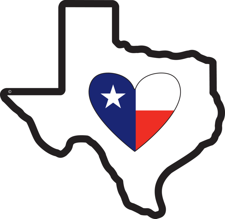 Clip Black And White Library State Of - State Of Texas With Heart - Png Download (787x768), Png Download