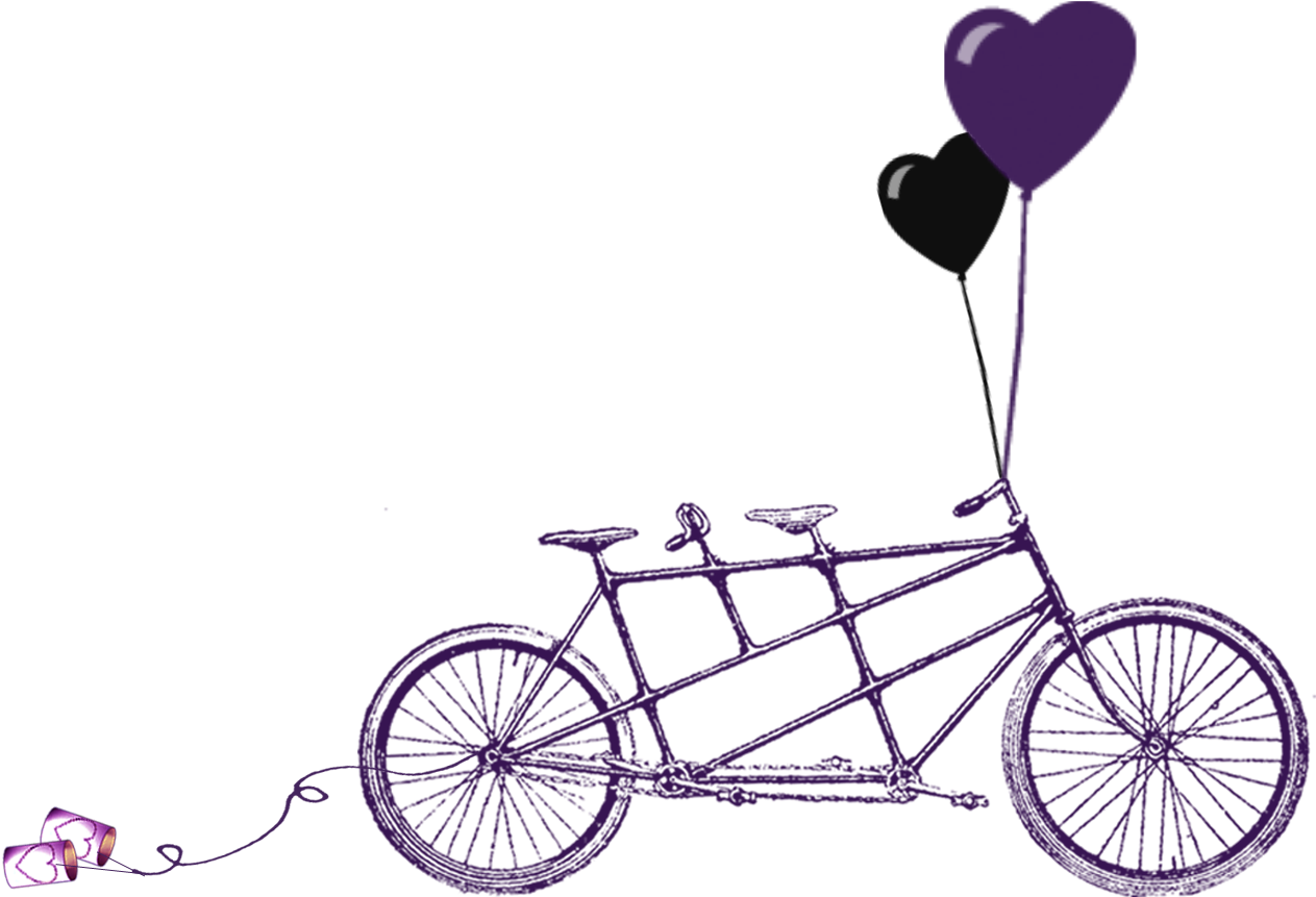 Tandem Bicycle Wedding Clipart (1304x904), Png Download