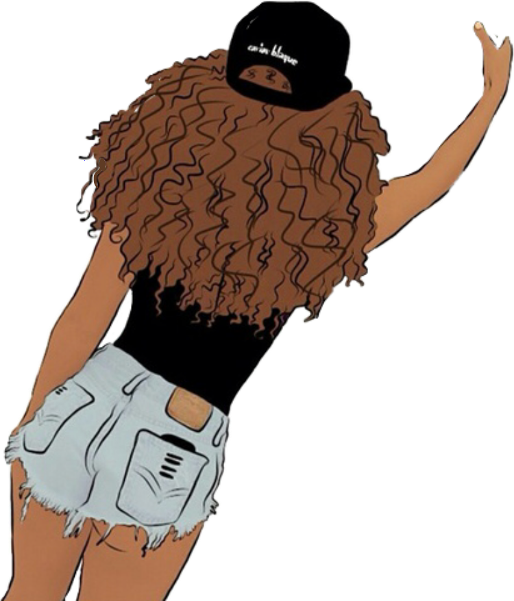 Girl Swaggirl Shorts Selfie Curlyhair Freetoedit - Thug Drawings Clipart (750x878), Png Download