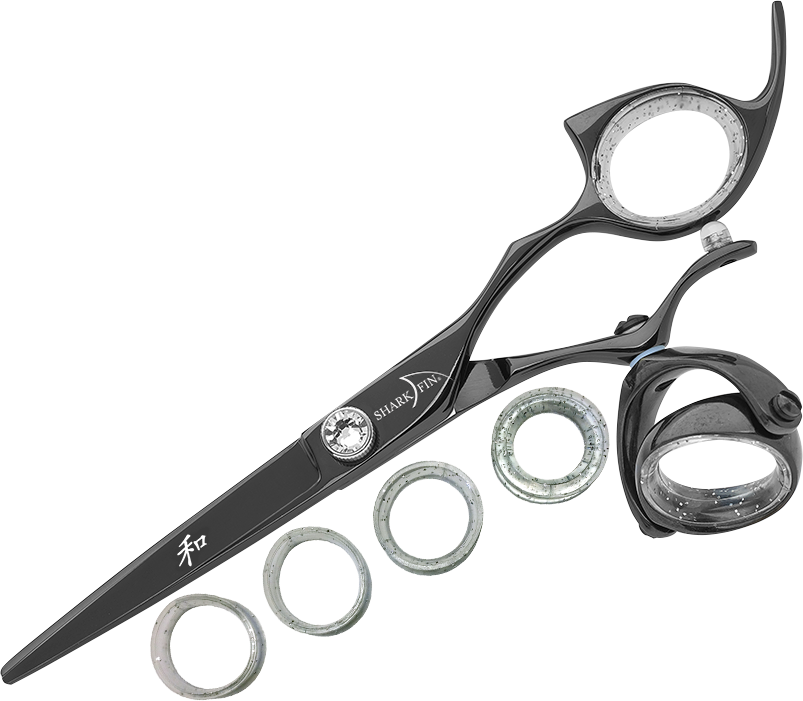 Right Hand Professional Plus Super Swivel Black Titanium - Double Shark Fin Shear Scissor Stainless 5.5 Inch Swivel Clipart (803x701), Png Download