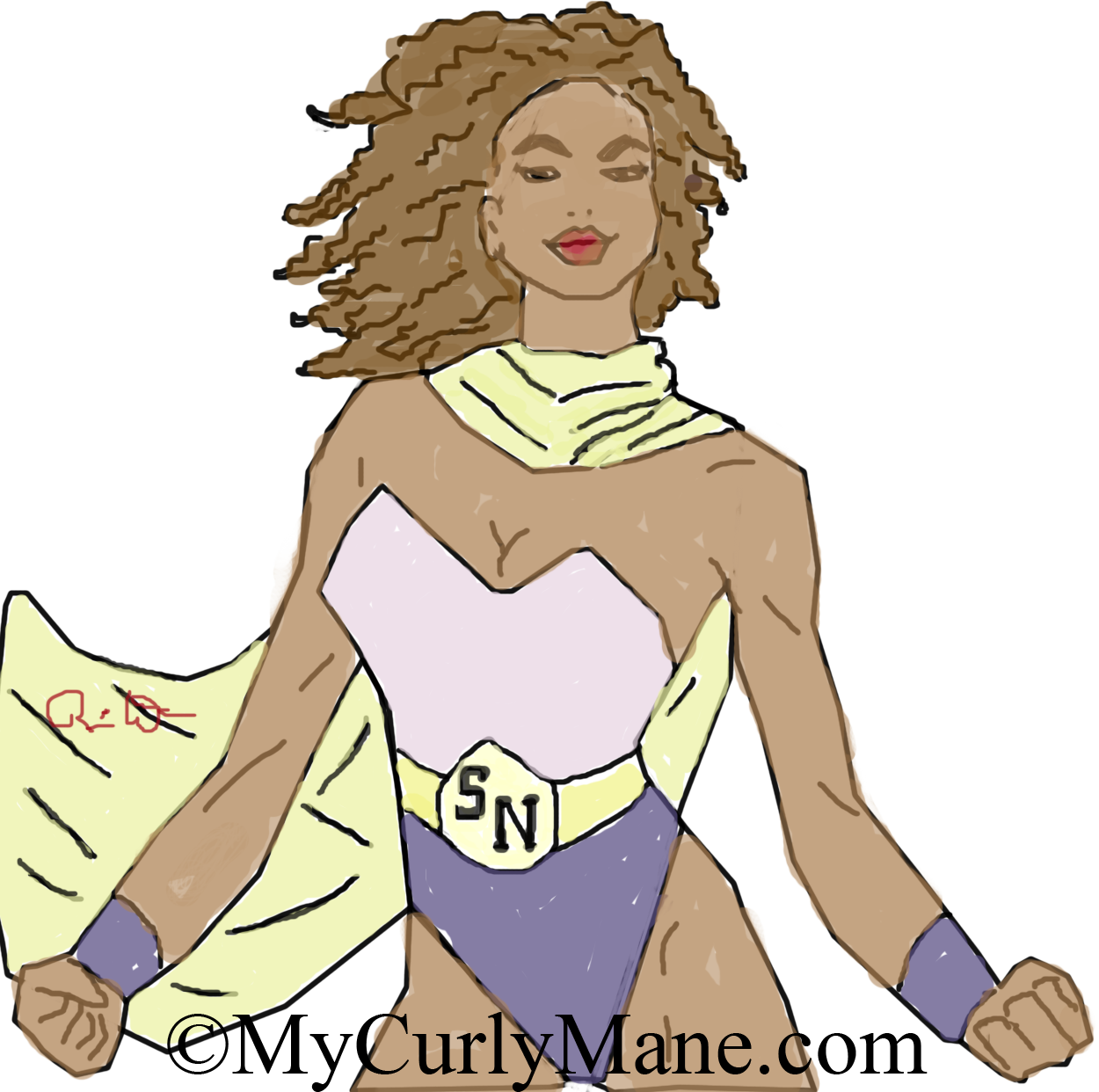 Illustrated Natural Hair Art - Cartoon Clipart (1250x1242), Png Download