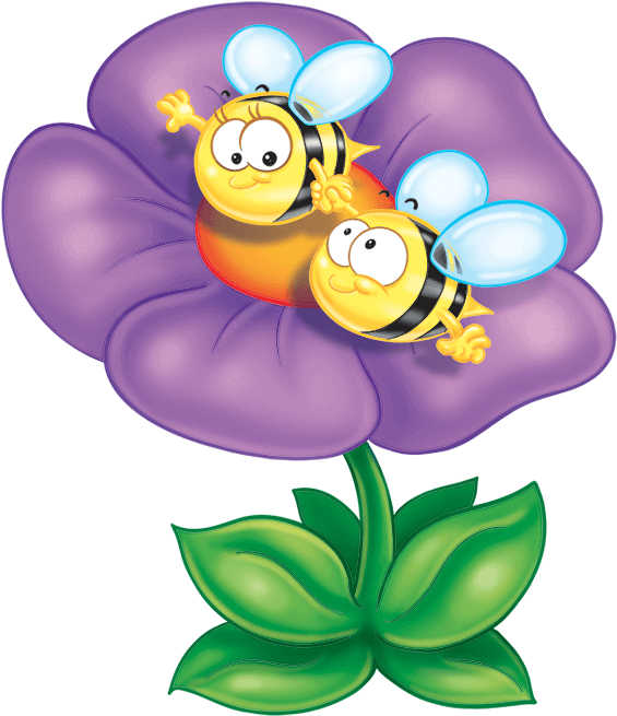 Bee On The Flower - Cartoon Clipart (700x700), Png Download