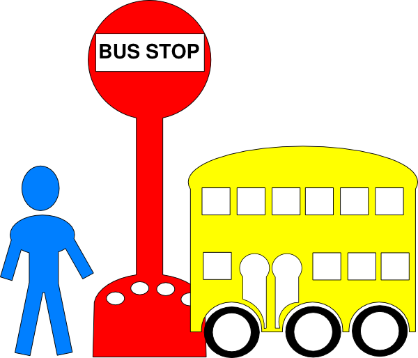 Bus Station Cartoon Clipart (600x514), Png Download