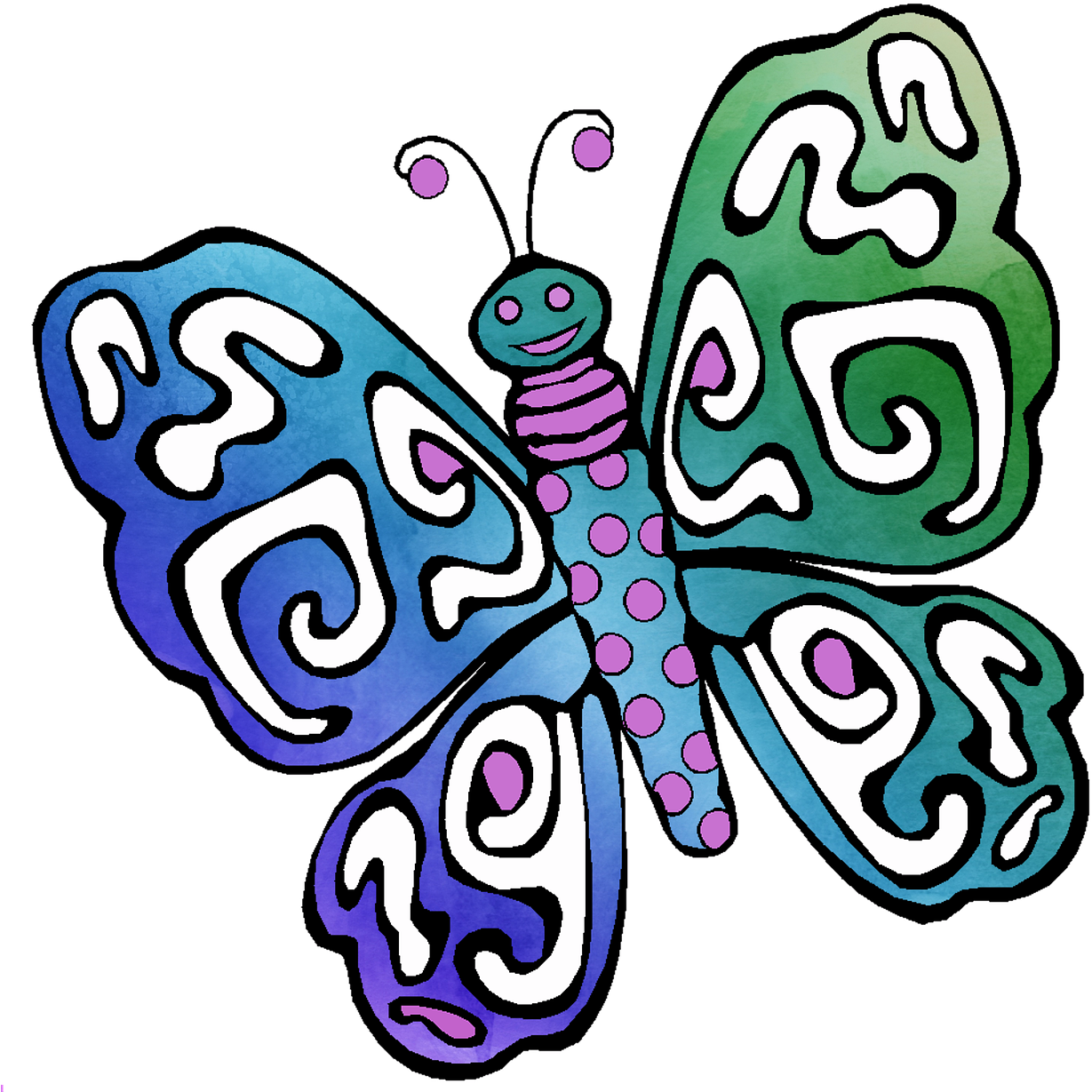 Butterfly Drawing Watercolor Clipart (1280x1271), Png Download