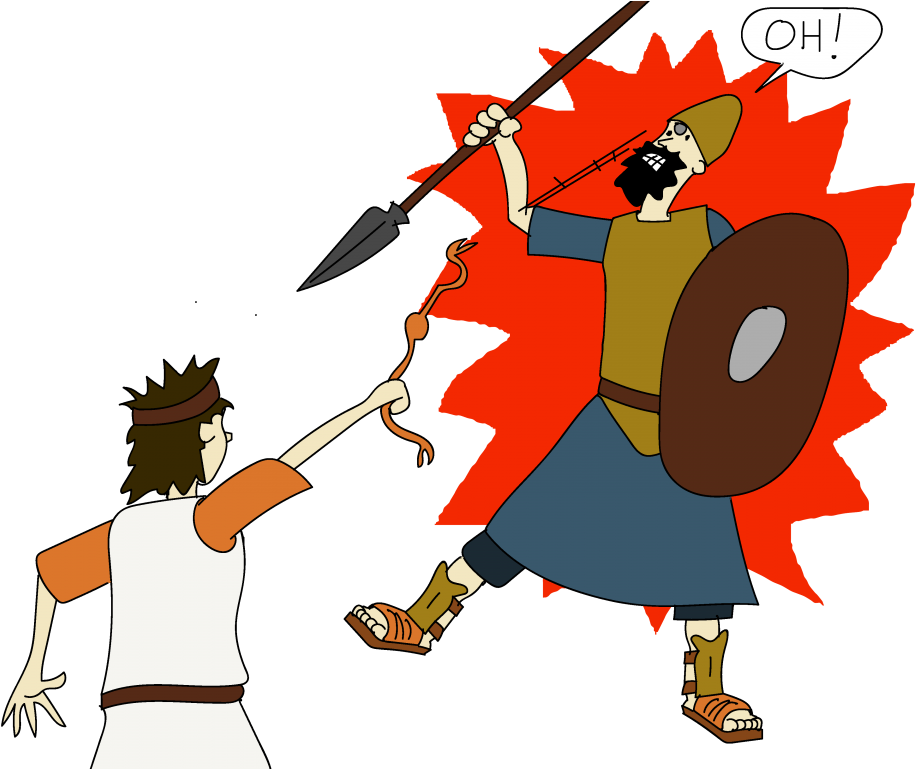 As Goliath Attacked, David Ran Towards Him - Cartoon Clipart (1024x768), Png Download