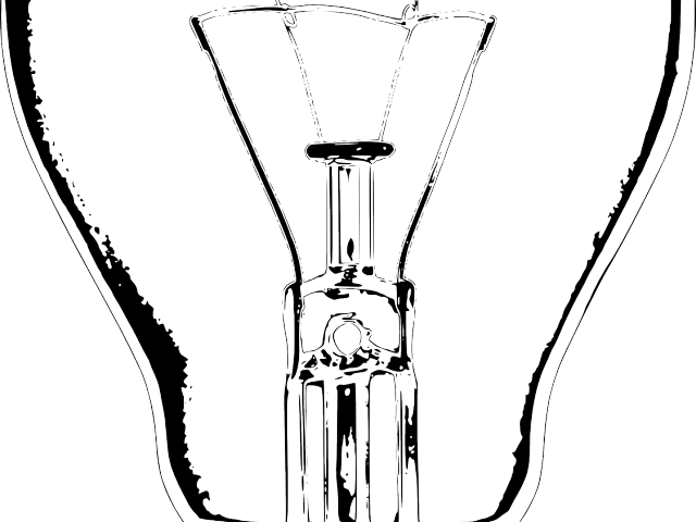 Lamps Clipart Line Drawing - Light Bulb Black And White - Png Download (640x480), Png Download