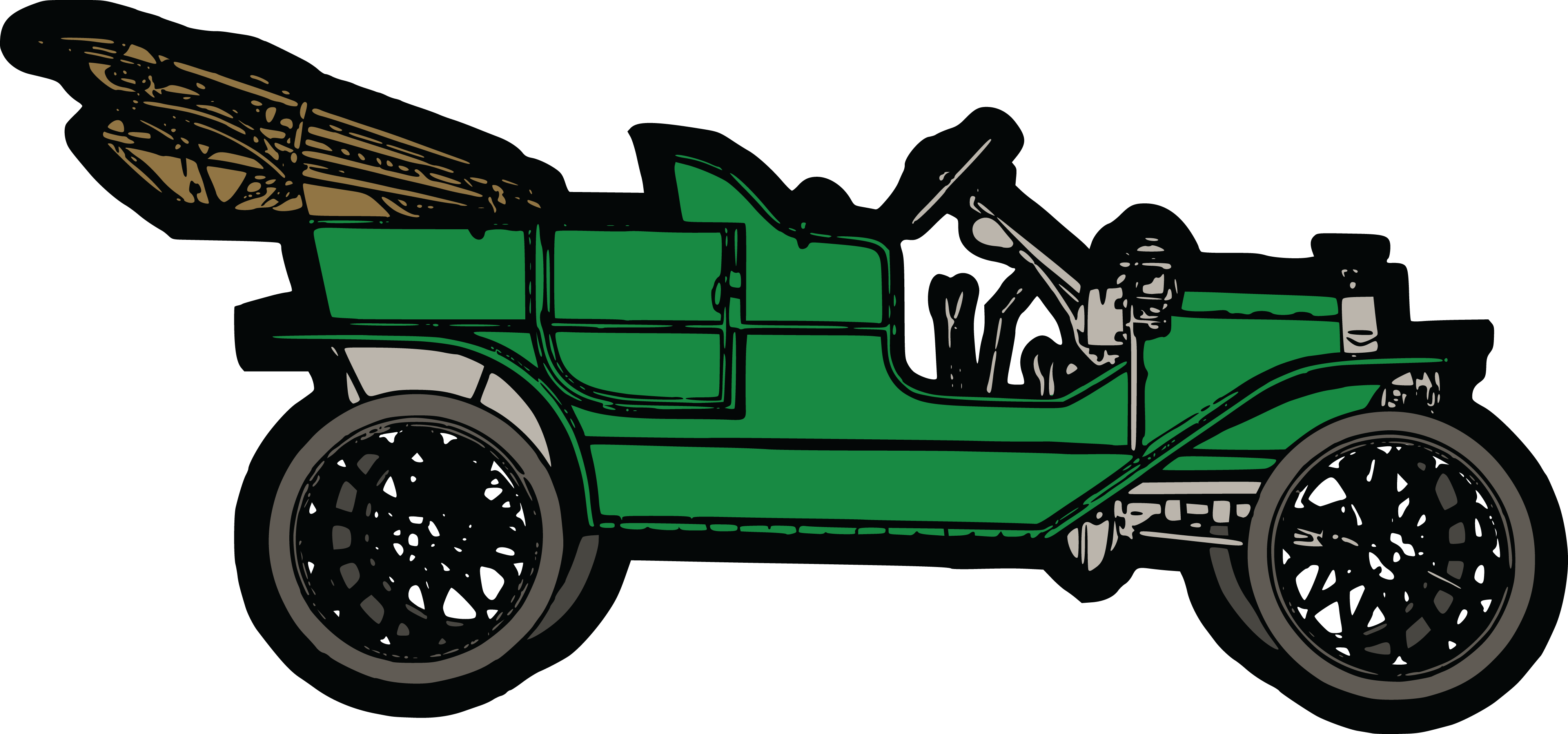 Free Clipart Of A Convertible Green Vintage Car - Ford Model T Clipart - Png Download (4000x1873), Png Download