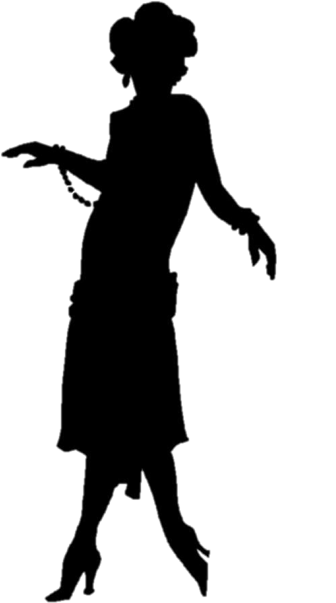 1920s Flapper Silhouette Roaring Twenties - Black Silhouette Clipart (854x1350), Png Download
