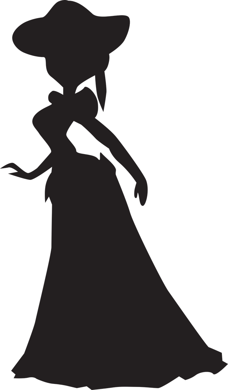 Silhouette Of Woman,lady,lady In A Ballroom Dress,silhouette - Dama Silueta Clipart (748x1280), Png Download