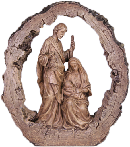 Holy Family Nativities - Resin Holy Family In Tree Trunk Ring Clipart (580x580), Png Download