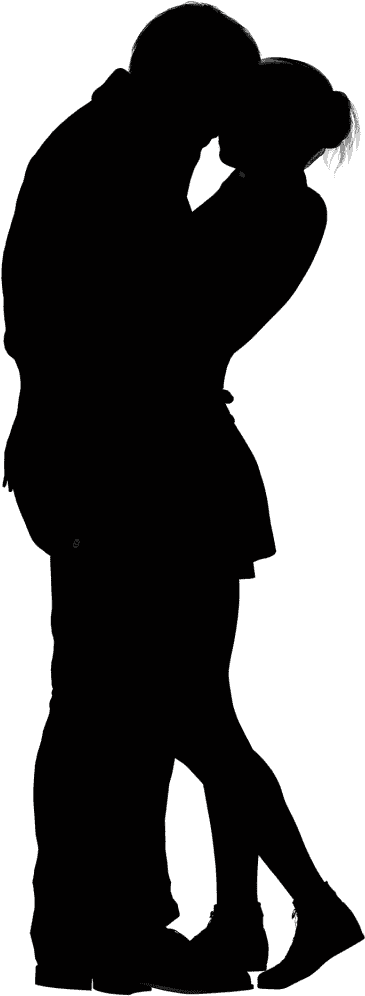 Couple Silhouette, Woman Silhouette, String Art, Kissing, - Man And Woman Kissing Silhouette Clipart (600x1639), Png Download