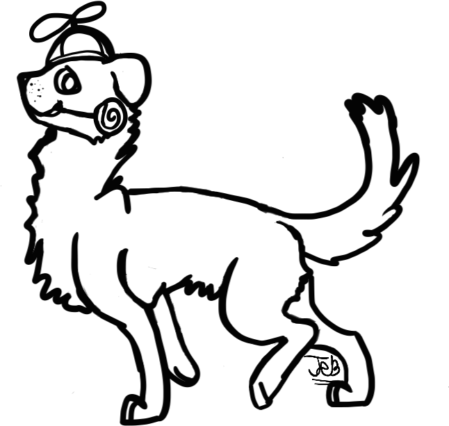 Propeller Beanie Lollipop Dog - Line Art Clipart (912x704), Png Download