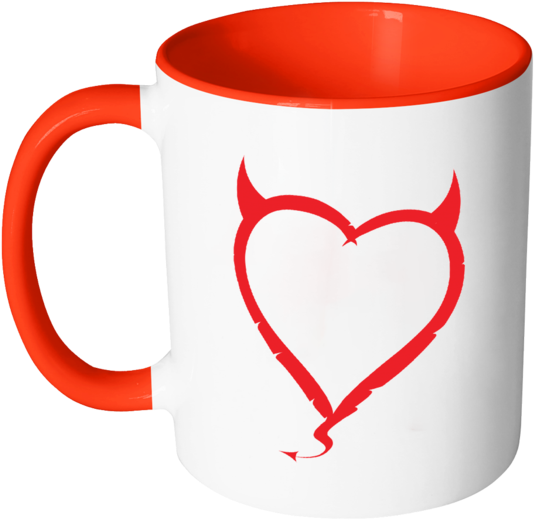 Devil Horns Heart Color Accent Coffee Mug - Black Devilish Heart Twin Duvet Clipart (600x600), Png Download