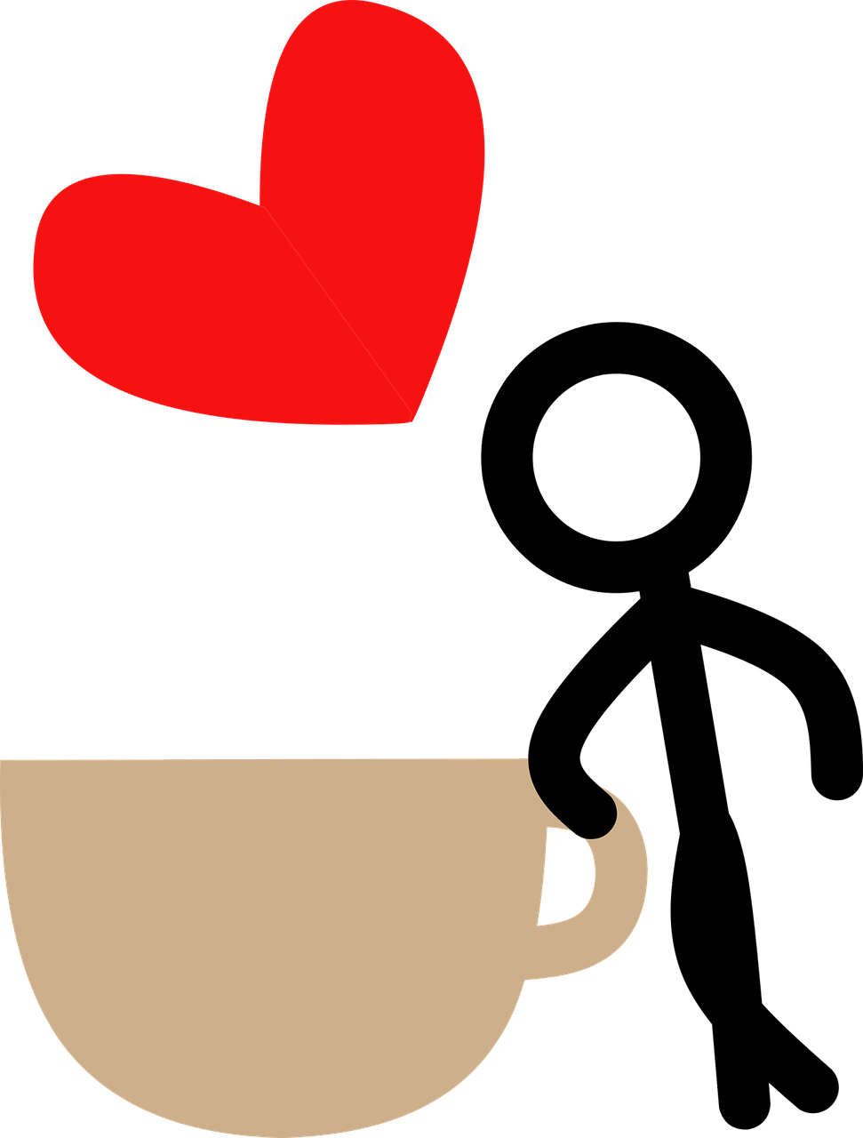 Coffee Love Stick Man Drink - Stick People Drinking Coffee Clipart (971x1280), Png Download
