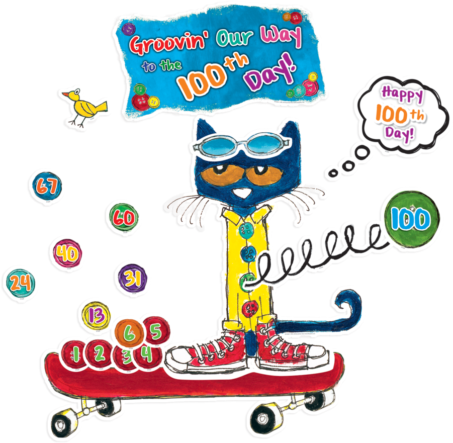 Tcr62384 Pete The Cat 100 Groovy Days Of School Bulletin - Pete The Cat 100 Days Of School Clipart (900x900), Png Download