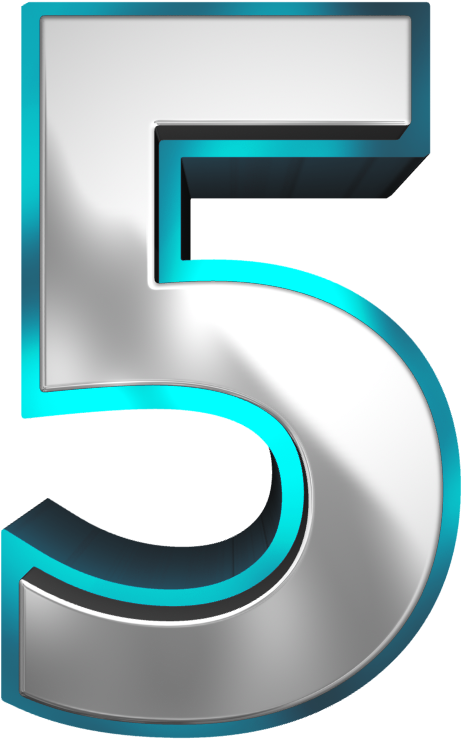 Metallic And Blue Number Five Png Clipart Image - 5 Number Logo Png Transparent Png (570x800), Png Download