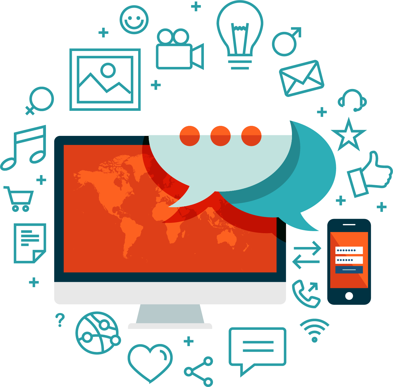 Social Media Services Cranleigh - Social Media Gif Png Clipart (1334x1313), Png Download