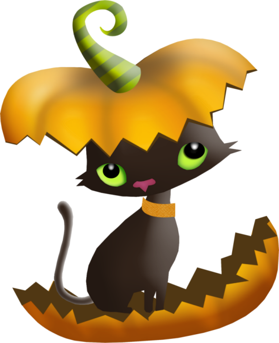 Halloween - Tubes Png Halloween Cat Clipart (543x669), Png Download