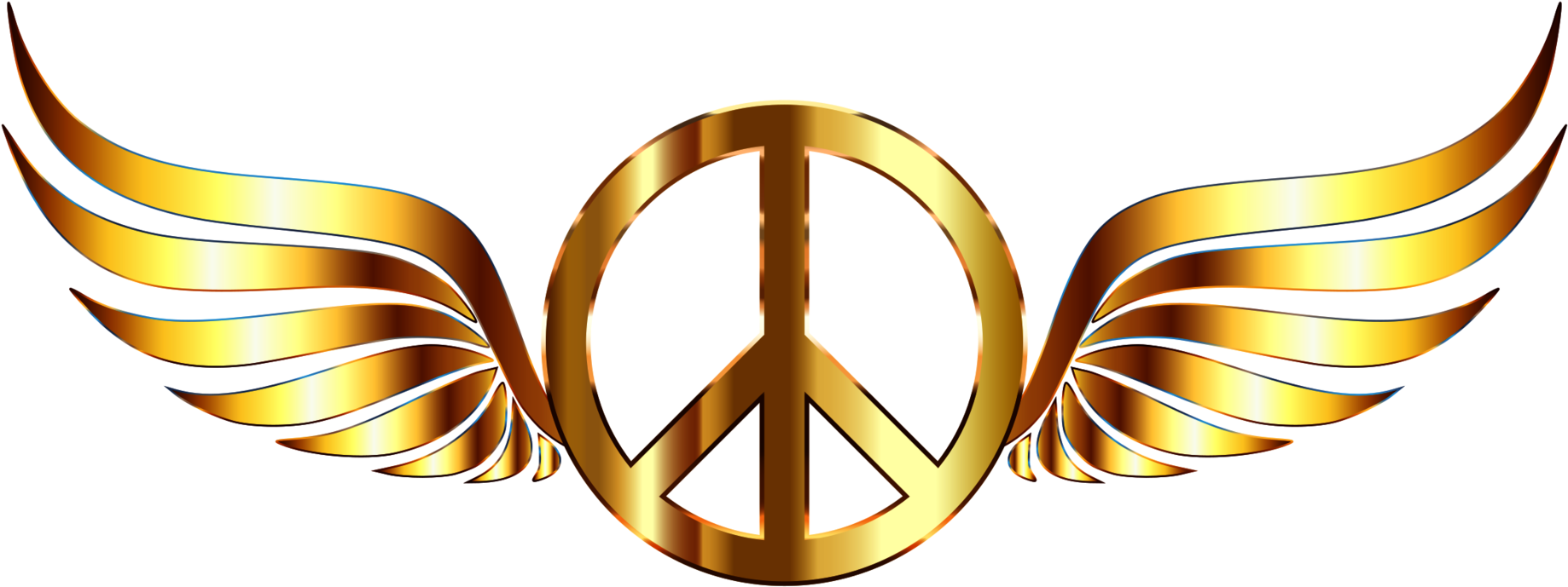 Peace Symbols Gold Computer Icons - Gold Peace Clipart (1963x750), Png Download