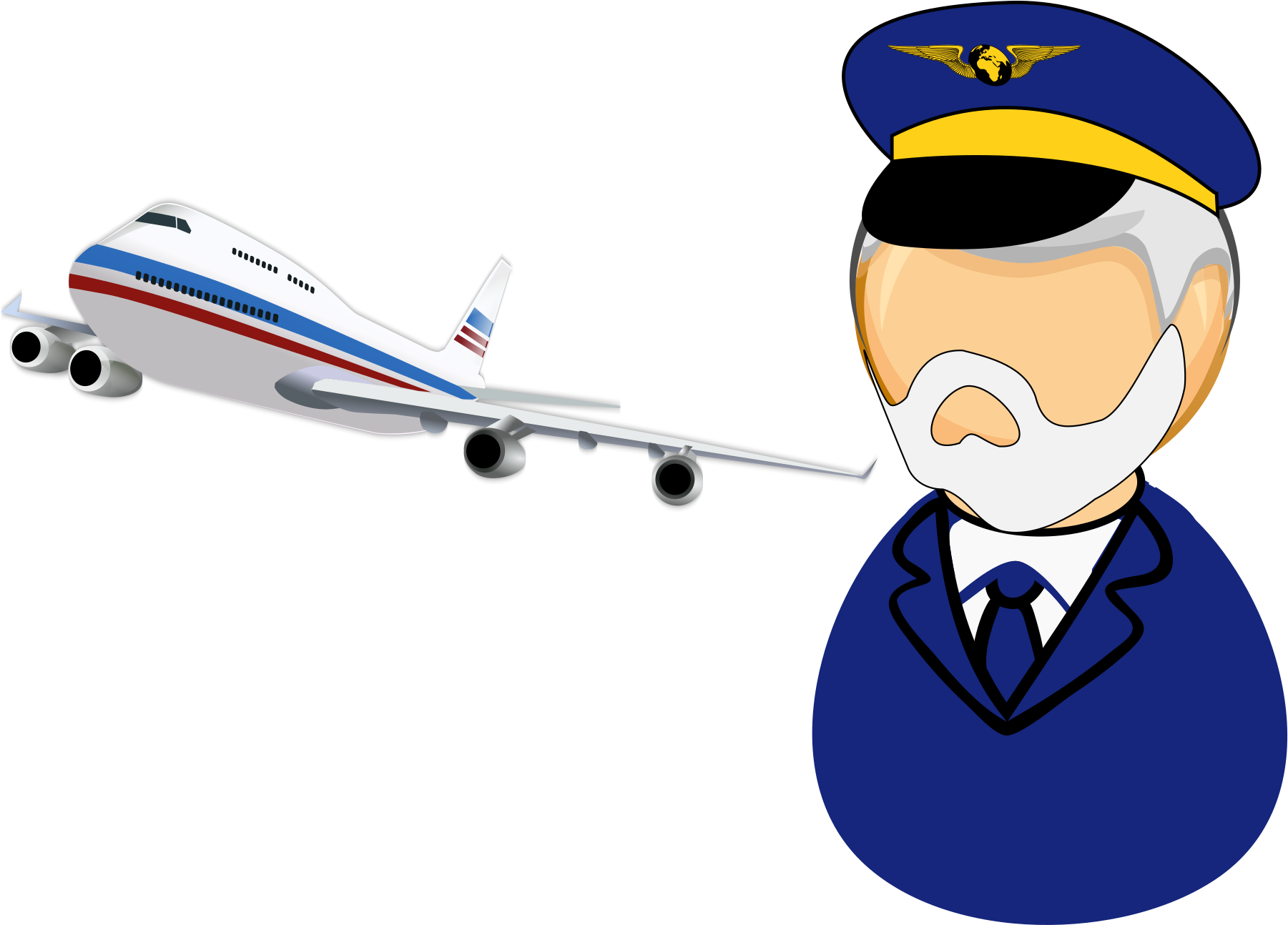 Transparent Pilot Hat Png - Airplane Pilot Clip Art (1801x1294), Png Download