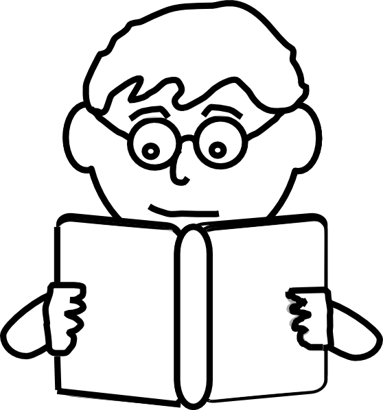 Read A Book Clipart Black And White Graphic Download - Boy Reading Clipart Black And White - Png Download (558x598), Png Download