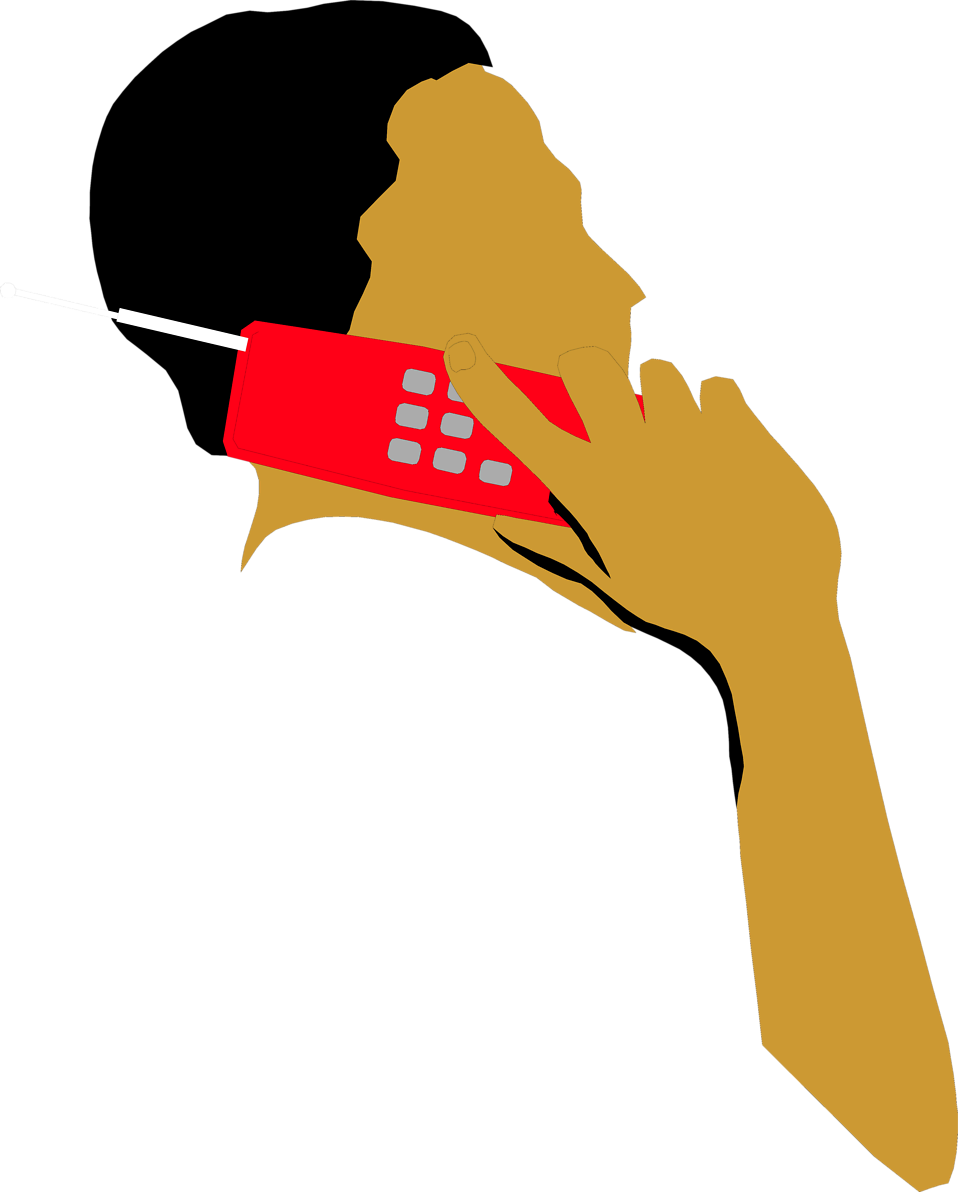 People Clipart Phone - Talking On Phone Illustration - Png Download (958x1192), Png Download