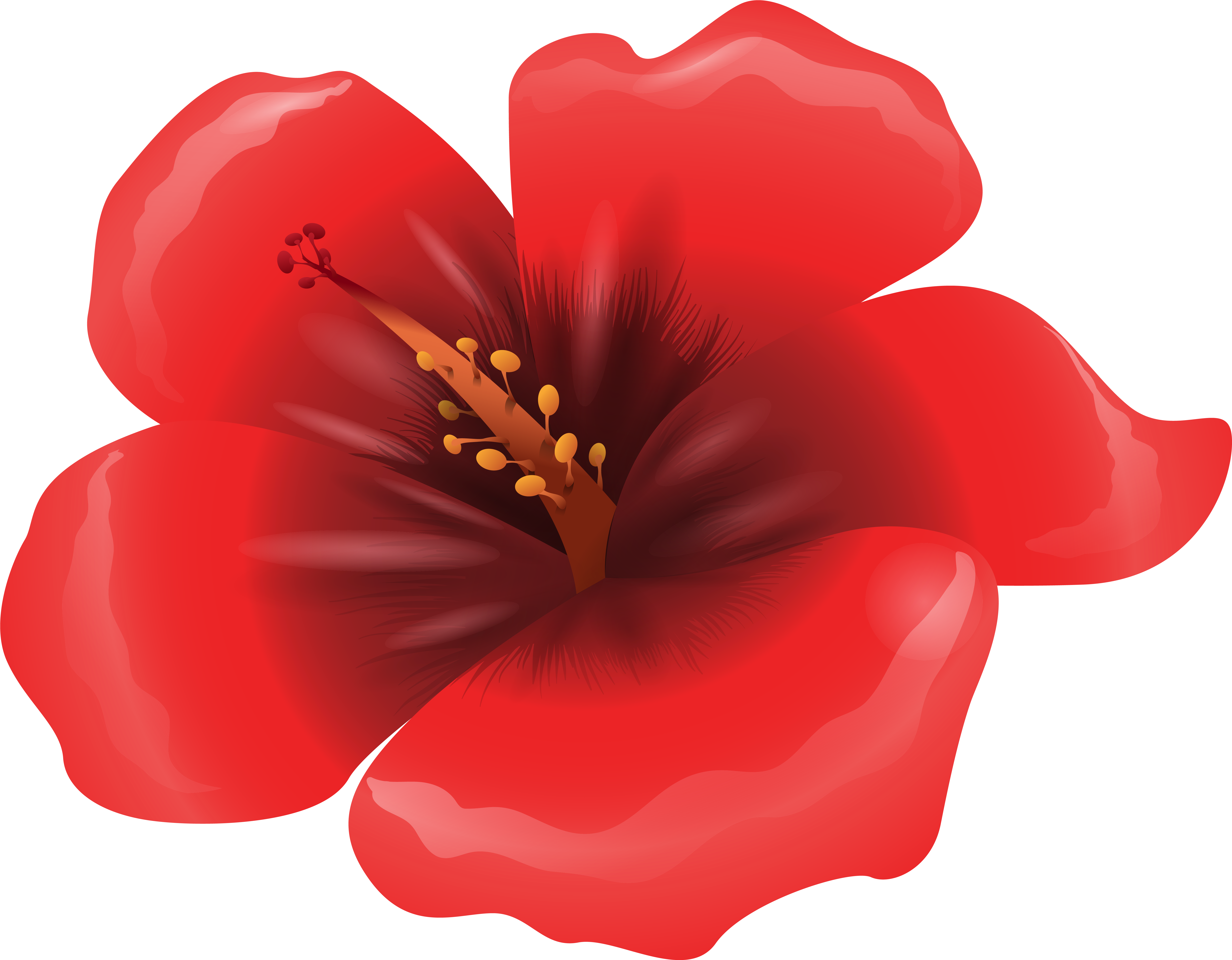 Flower Clipart Red - Red Flowers Clipart - Png Download (6250x4869), Png Download