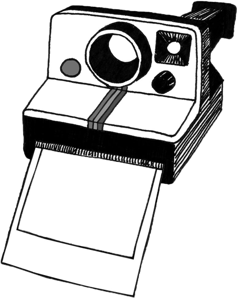 Polaroid Camera Clip Art Black And White - Png Download (572x650), Png Download