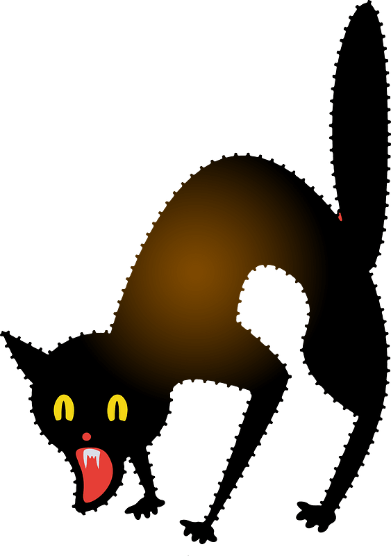 Frightening Black Cat Clipart - Cartoon - Png Download (563x800), Png Download