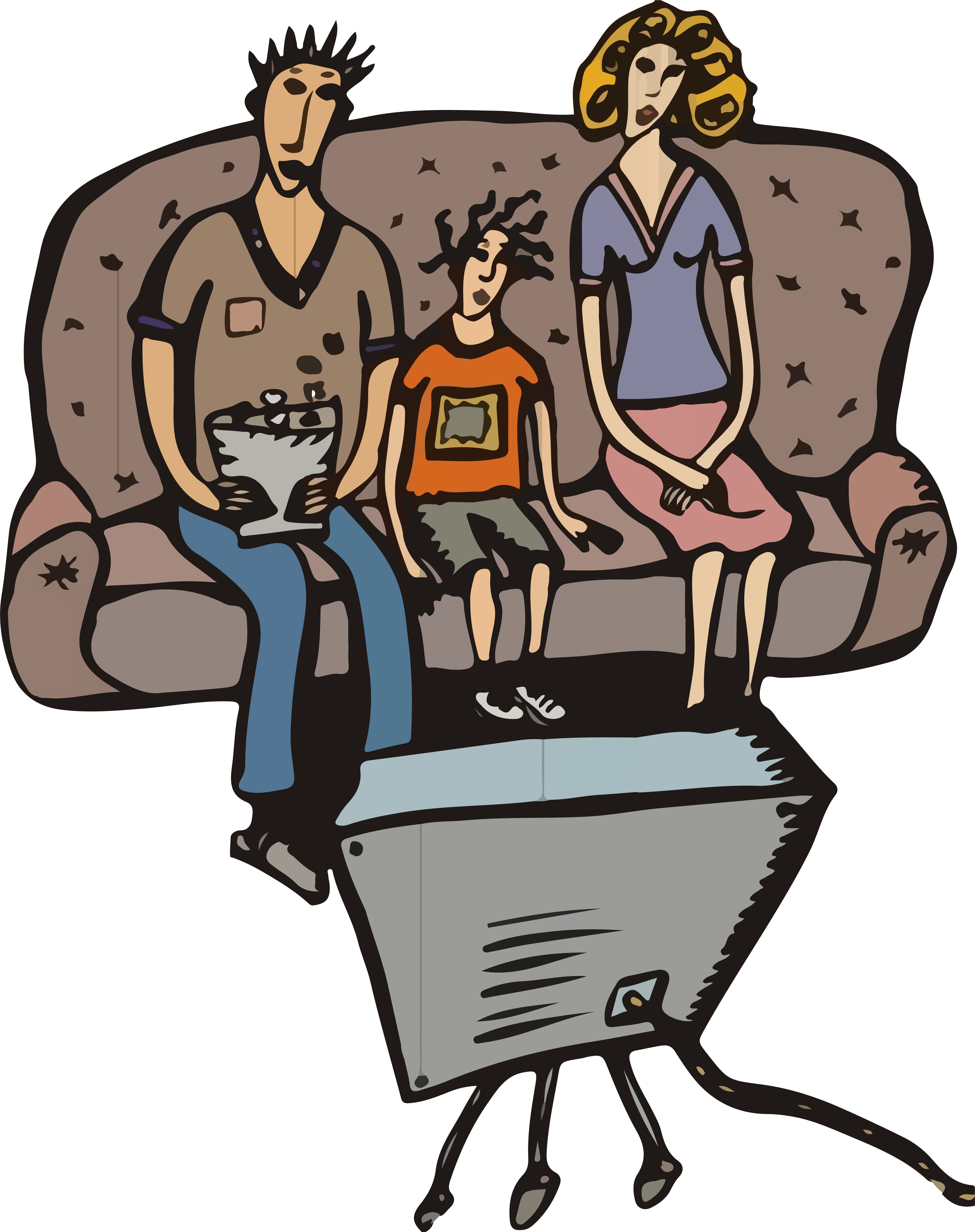 Download Hd Png Royalty Free Library Family Watching - Family Watching Tv Together Clipart (3368x4257), Png Download