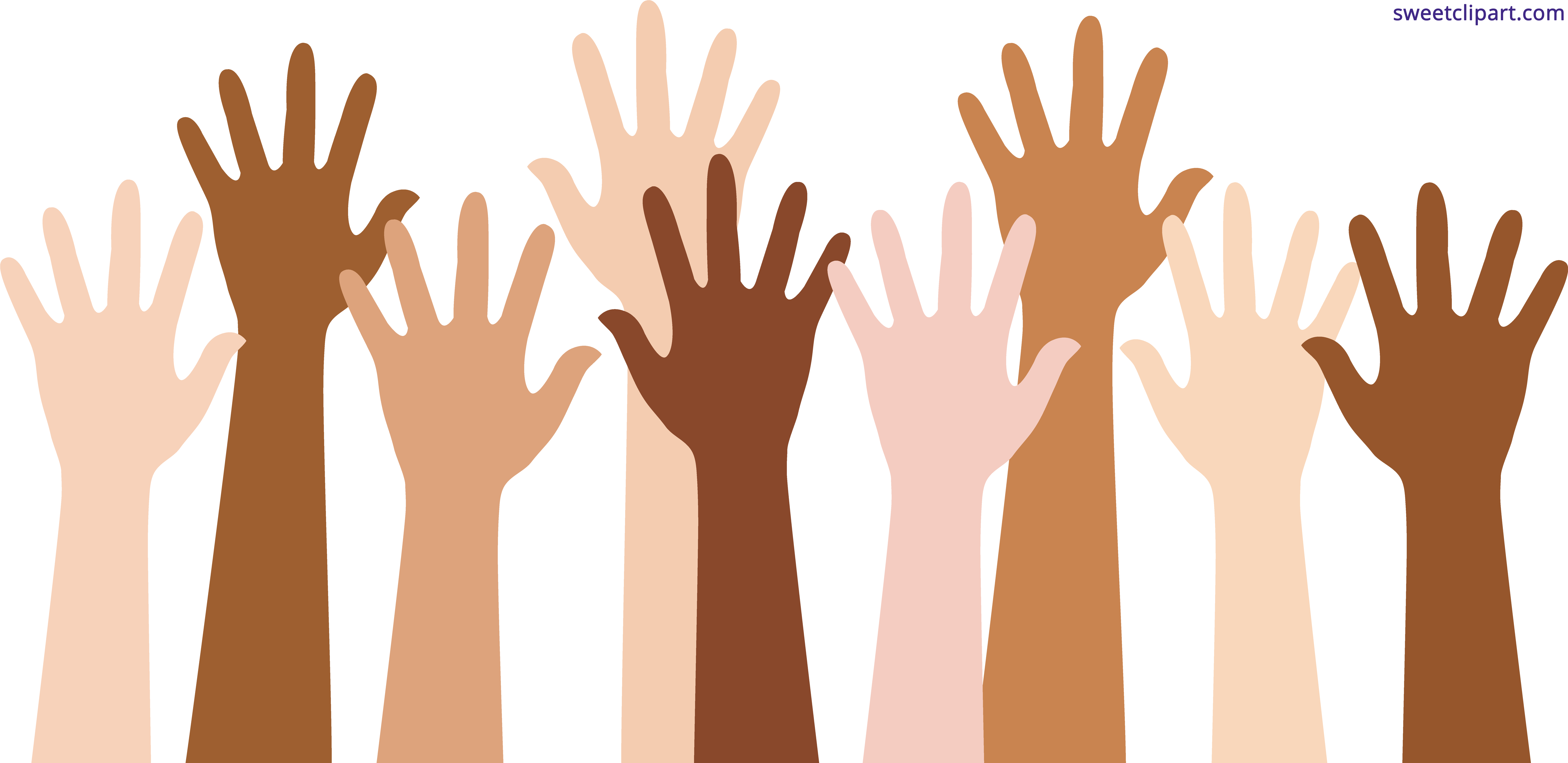 Hands Raised Clipart - Hand Raise Clipart - Png Download (9277x4500), Png Download