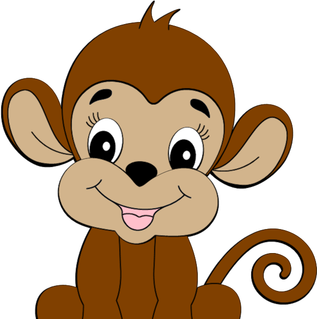 Monkey Hanging From Tree Clipart Graphic Library Library - Cute Monkey Clipart - Png Download (640x630), Png Download
