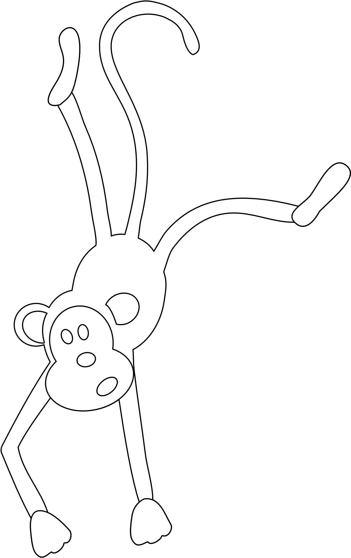 Monkey Black And White Monkey Clipart Black And White - Cartoon - Png Download (1227x1951), Png Download