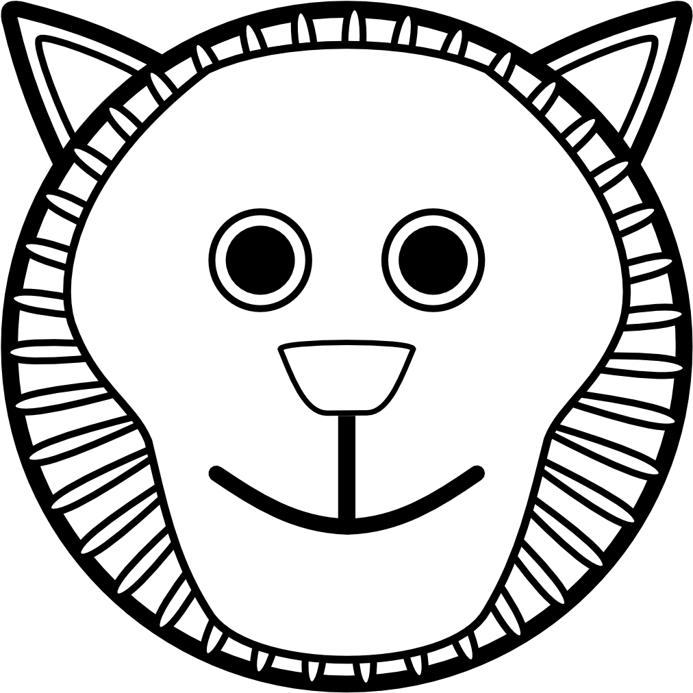 Lion - Clipart - Black - And - White - Lion Face Clip Art - Png Download (1111x1111), Png Download