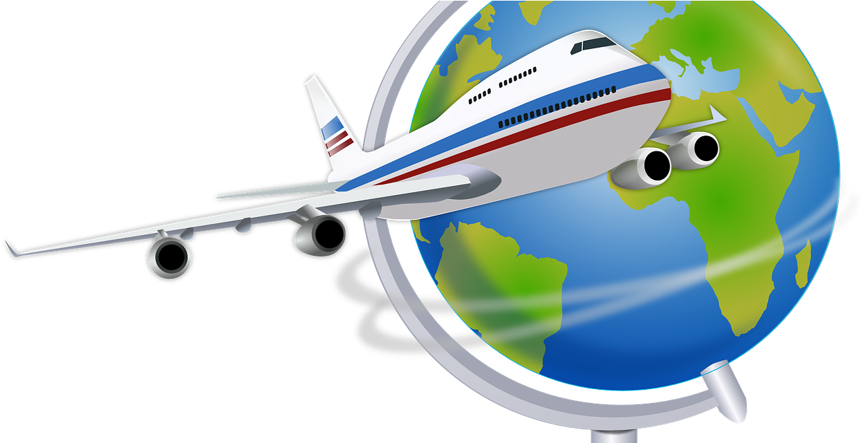 Transparent Jostle Clipart - Plane Circling The Globe - Png Download (1251x641), Png Download