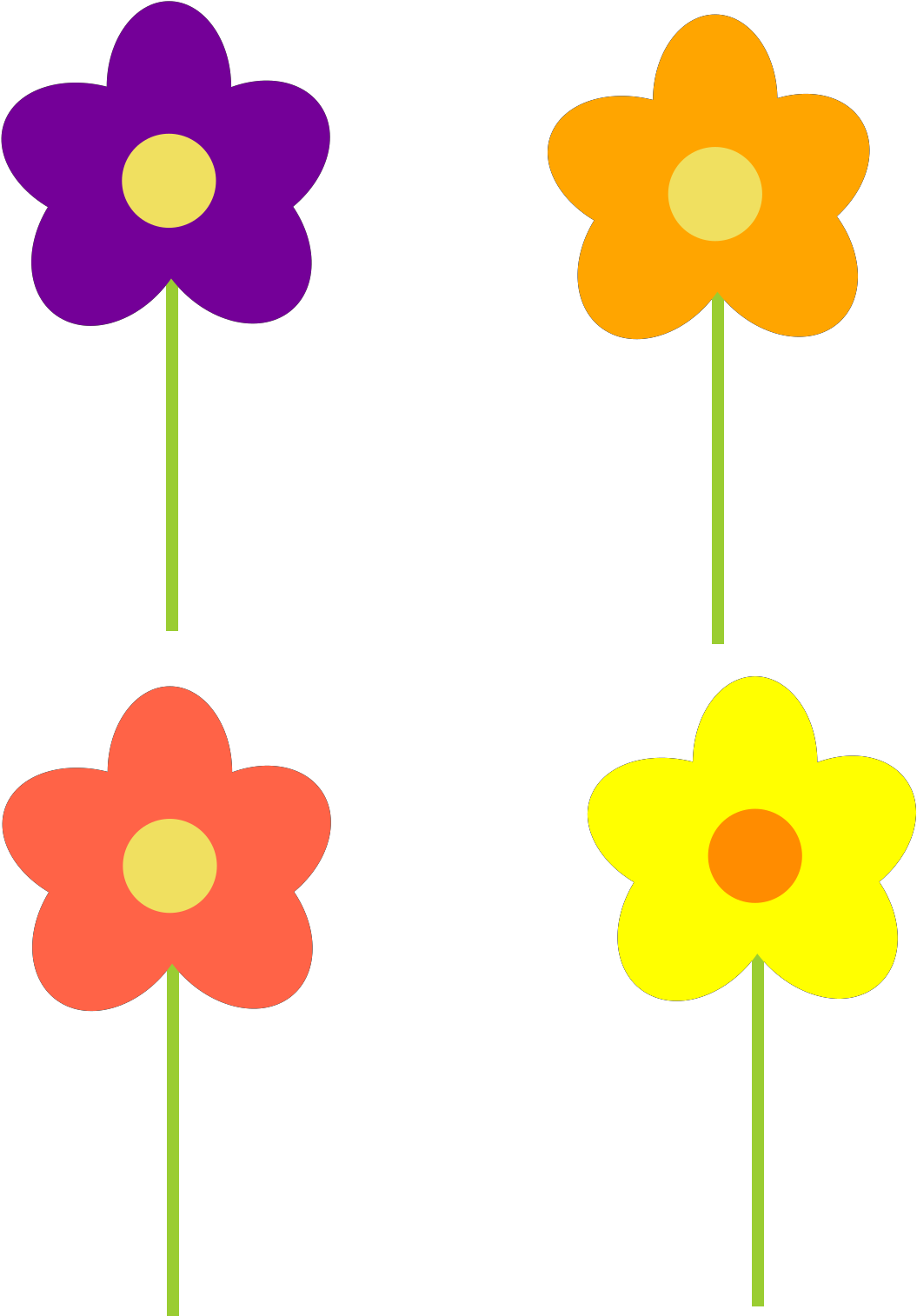 Spring Flowers Multi Colors Svg Clip Arts - Flowers Cartoon Image Png Transparent Png (1024x1024), Png Download