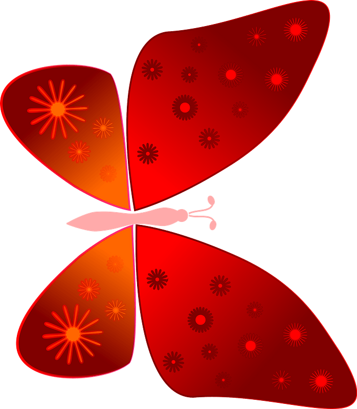 Red Butterfly Clipart - Png Download (698x800), Png Download