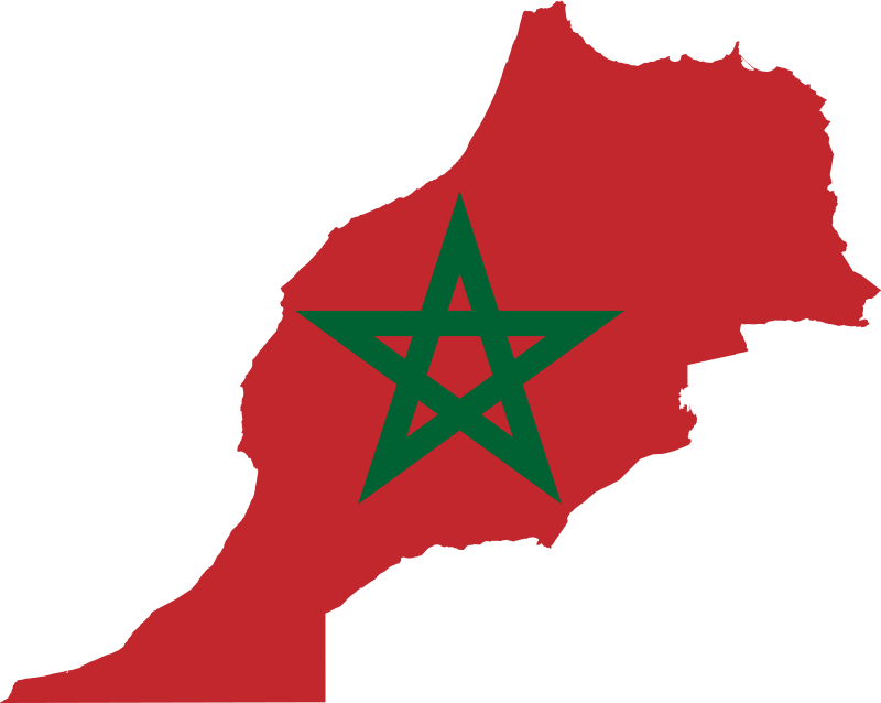 Nieuwe Routes Naar Marokko - Morocco Flag Map Clipart (800x638), Png Download