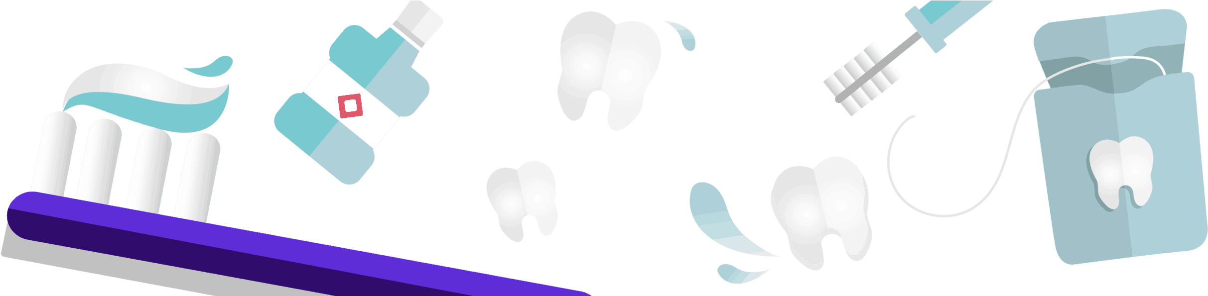 Dental Instruments And Oral Health Clipart (2560x594), Png Download