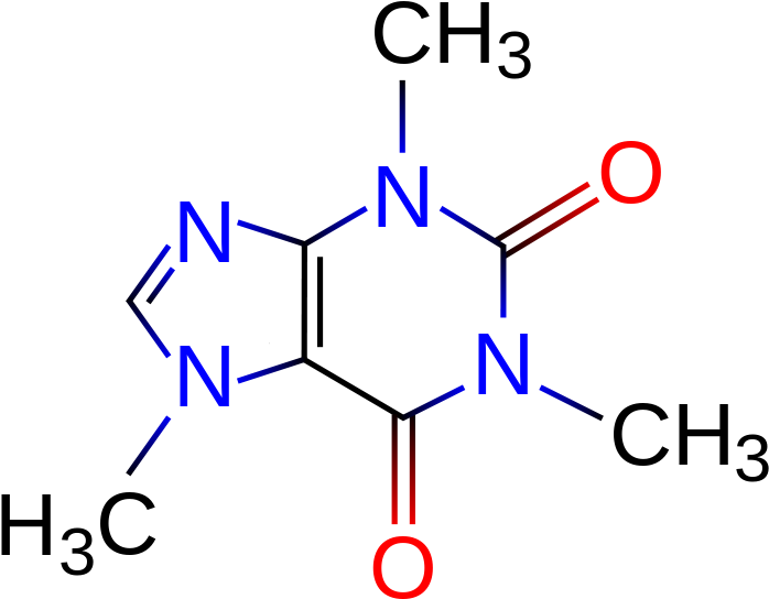 764px-caffeine - Svg - Structure Of Caffeine Clipart (764x599), Png Download