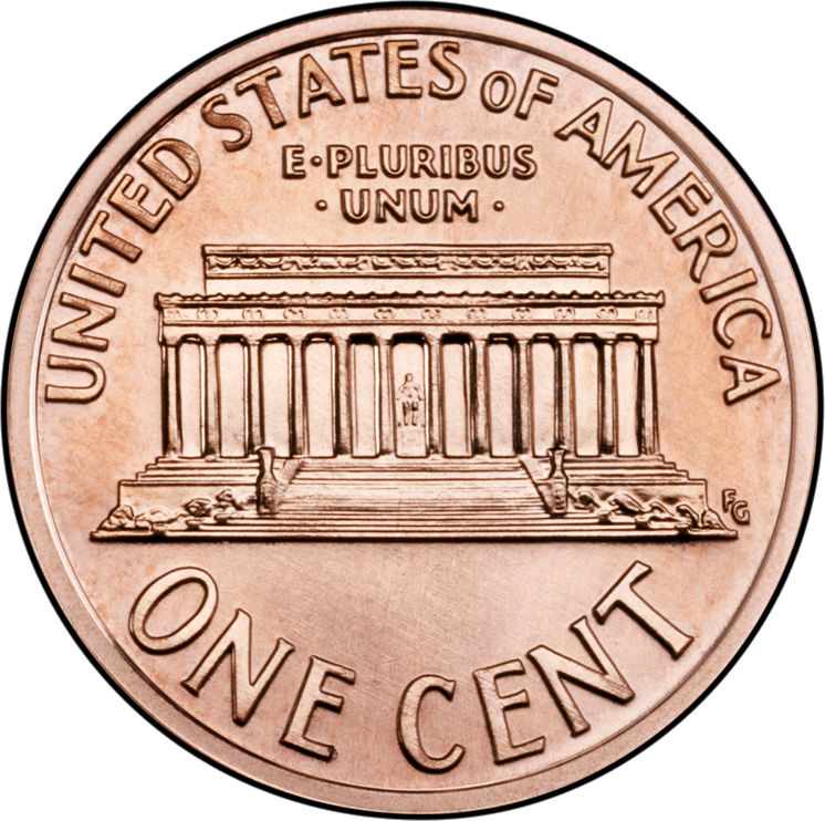 2005 Penny Rev Unc D - Back Of A Penny Clipart (746x742), Png Download